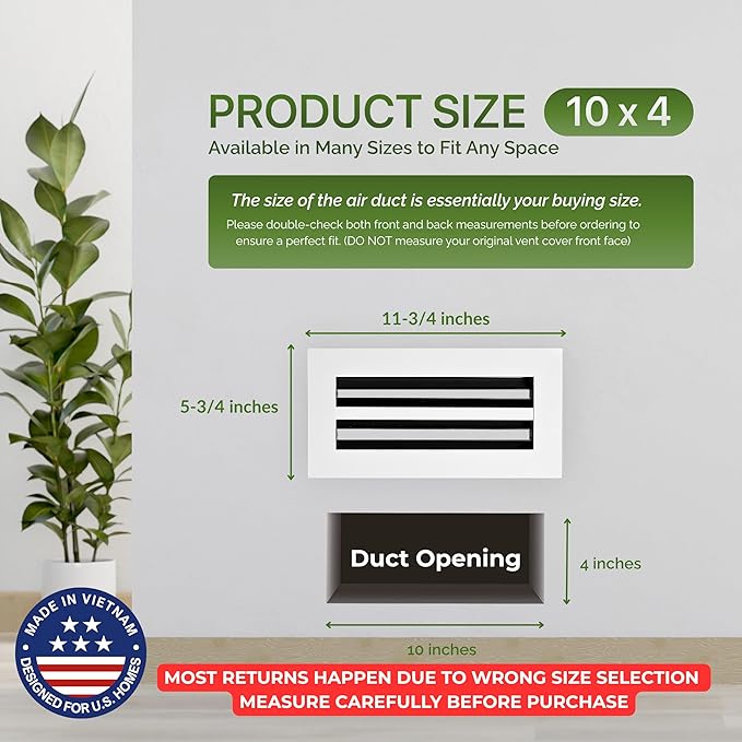 Modern Air Vent Cover 10x4 – Aluminum Linear Slot Diffuser, Decorative White - Image 3
