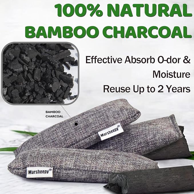 Marsheepy 6 Pack Activated Charcoal Odor Absorber Bags, Shoe Deodorizer insert - Image 2