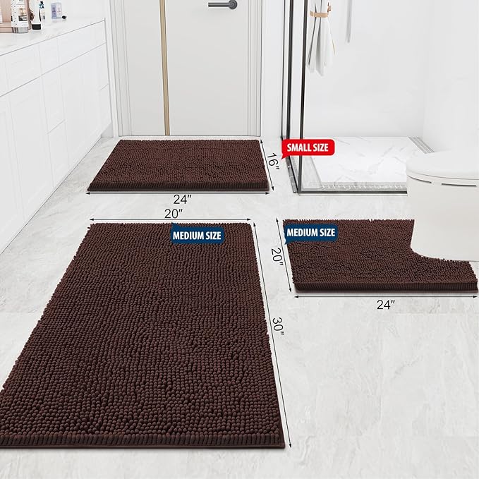 Smiry Luxury Chenille Bathroom Rugs 50x30, Extra Soft and Absorbent Shaggy Bath - Image 2