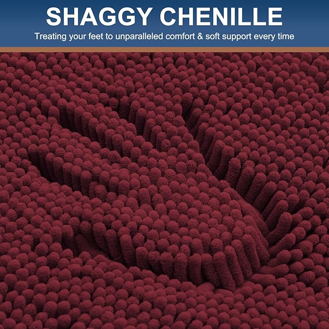 Smiry Luxury Chenille Bathroom Rugs 44x24, Extra Soft and Absorbent Shaggy Bath - Image 3