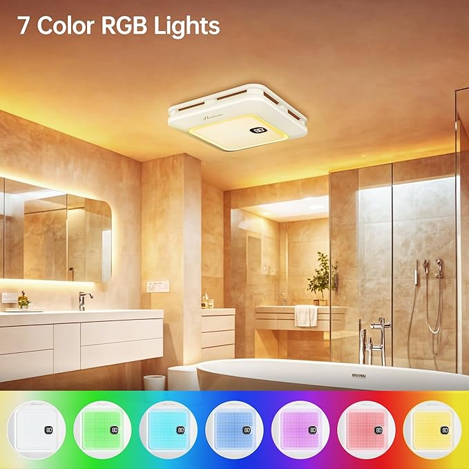Bathroom Exhaust Fan with Bluetooth Speaker, 230 CFM 1.0 Sone Bathroom Exhaust - Image 4