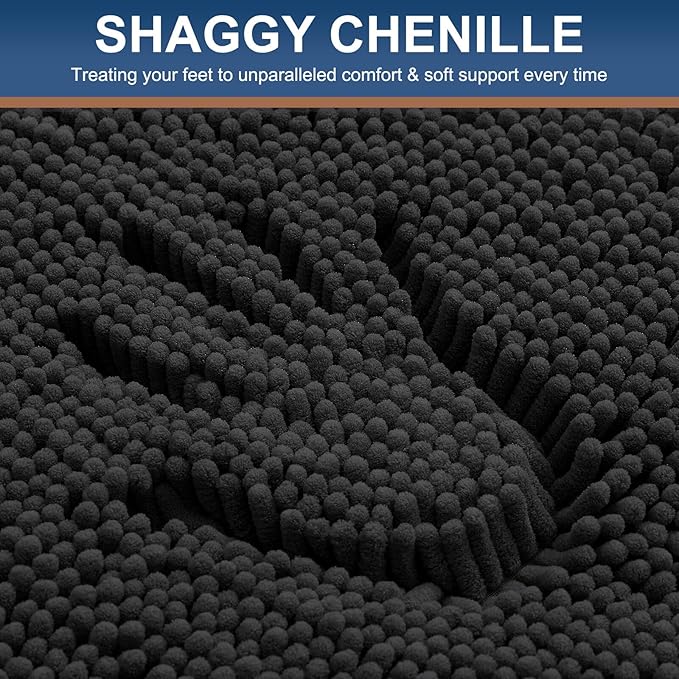 Smiry Luxury Chenille Bathroom Rugs 47x17, Extra Soft and Absorbent Shaggy Bath - Image 4