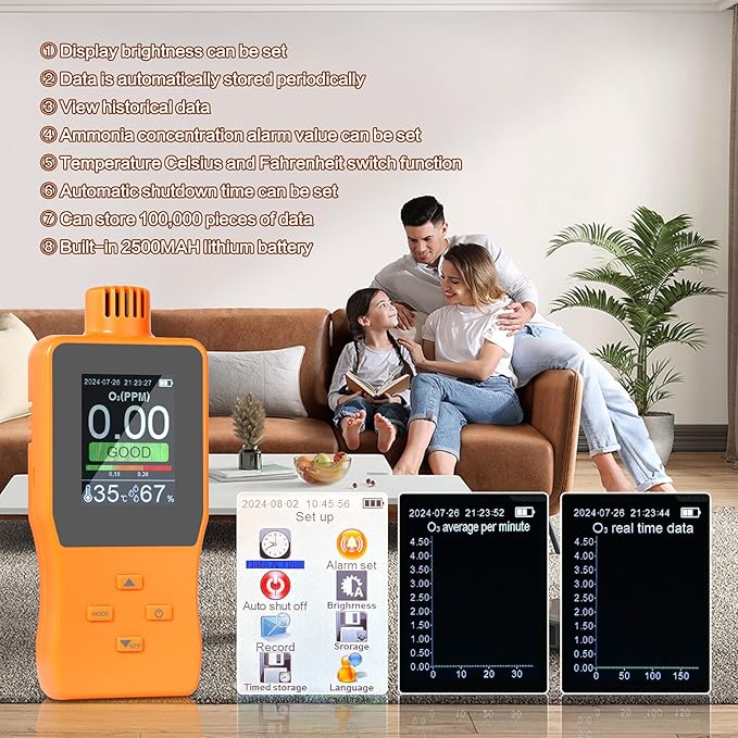 Ozone Detector, O3 Air Quality Meter Indoor, Portable Air Quality Monitor - Image 5