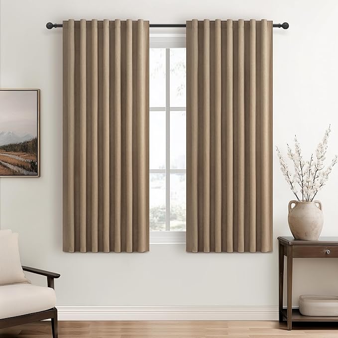Rust Brown Short Small Window Room Darkening Curtains 54 Inches Long by QJMYDECO