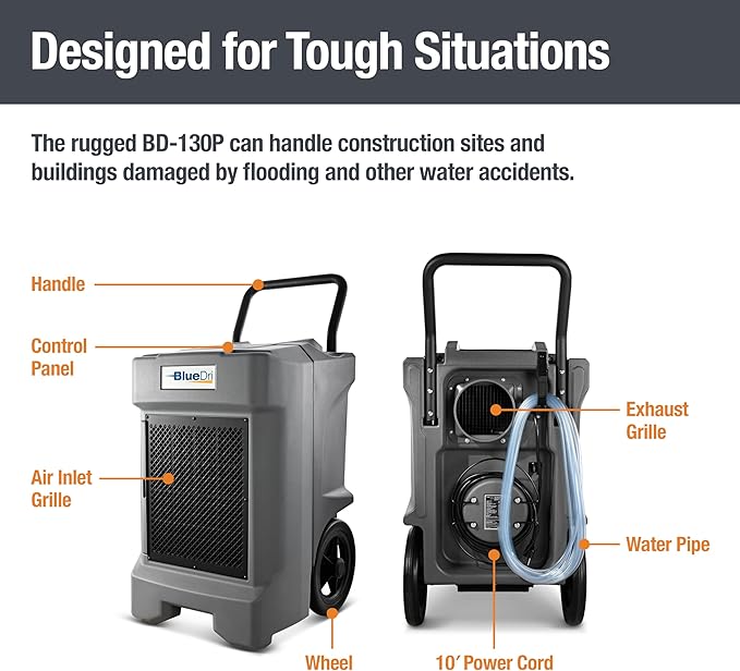 BlueDri BD-130P 225PPD Industrial Water Damage Equipment Commercial Dehumidifier - Image 4