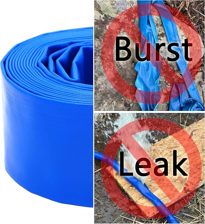 DAVCO 2.5" x 25 ft Pool Backwash Hose, Heavy Duty Reinforced Blue PVC Lay Flat - Image 3
