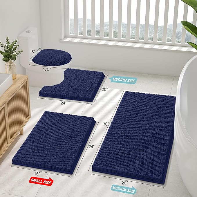 Smiry Luxury Chenille Bathroom Rugs 45x27, Extra Soft and Absorbent Shaggy Bath - Image 2