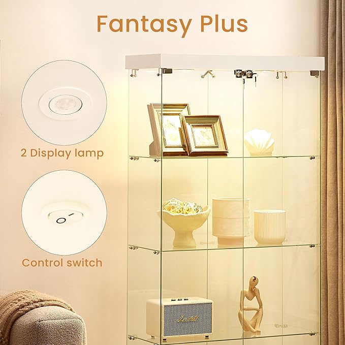 Yoluckea 4 Shelves Glass Display Cabinet - Image 3