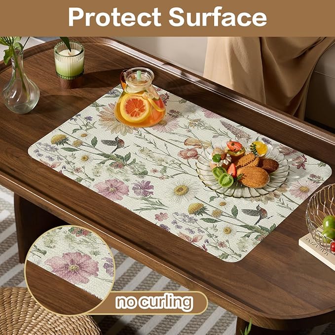 Floral Drawer and Shelf Liner for Kitchen Cabinets Non-Adhesive Drawer Liner - Image 4