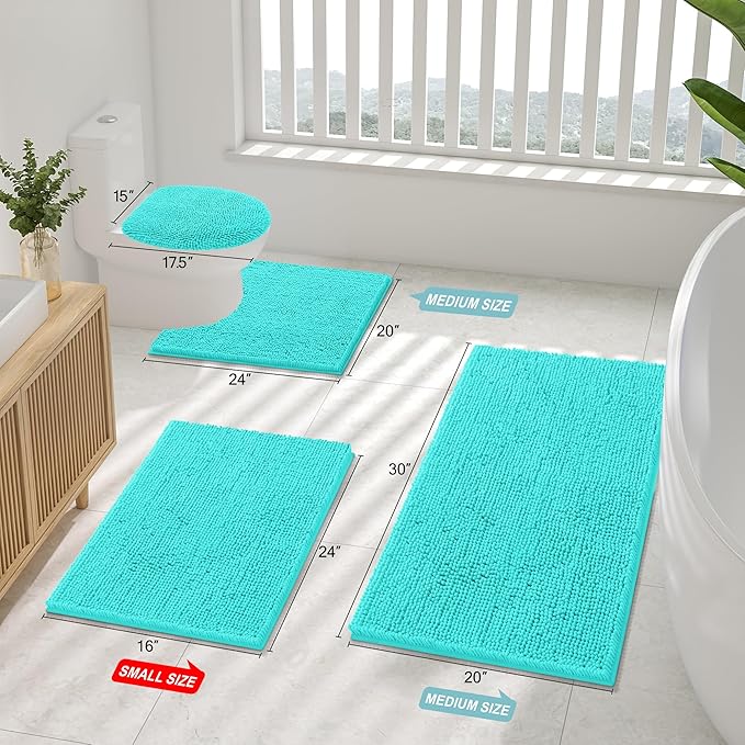 Smiry Luxury Chenille Bathroom Rugs 70x24, Extra Soft and Absorbent Shaggy Bath - Image 2