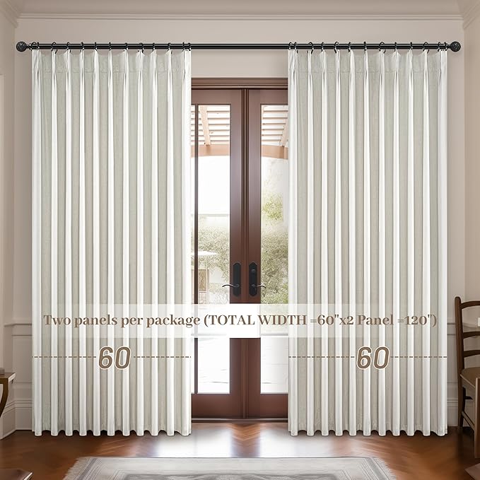 Curtains 60 Inch Length Extra Wide Pinch Pleated Black Out 90 Inch Long - Image 6