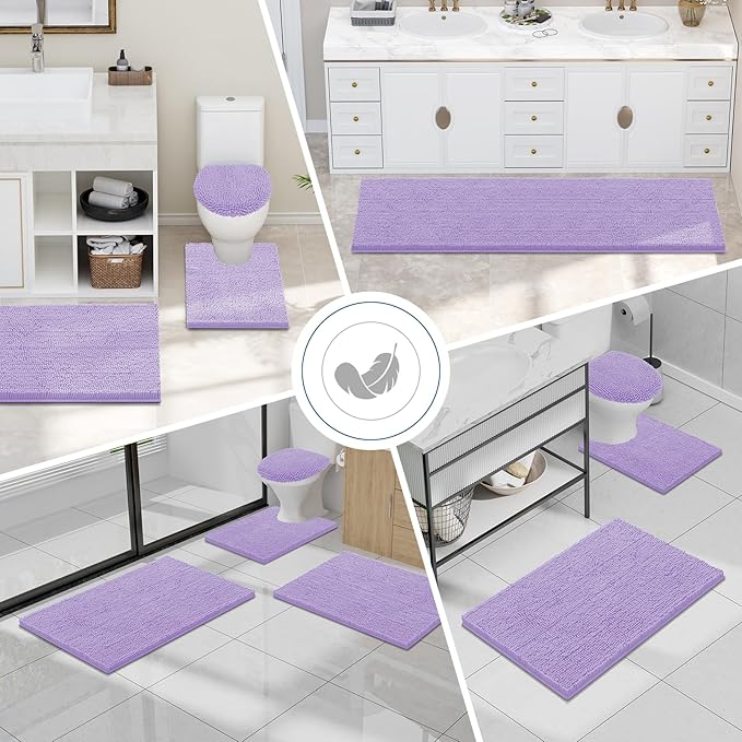 Smiry Luxury Chenille Bathroom Rugs 47x24, Extra Soft and Absorbent Shaggy Bath - Image 7