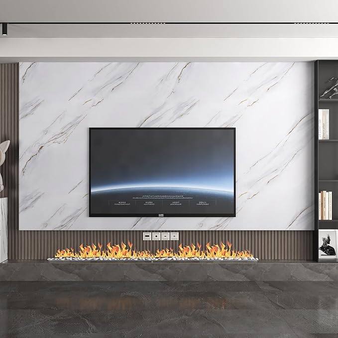 48"x354.3" Extra Wide White and Gold Wallpaper Peel and Stick Marble Contact - Image 3