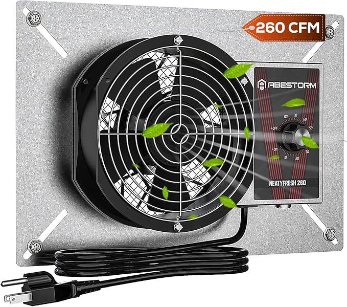 Abestorm 260CFM Crawlspace Ventilation Fans, IP-55 Rated Exhaust Fan by AbestormSolutionsINC