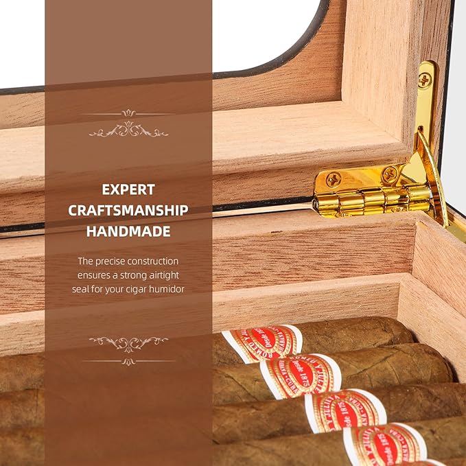 Cigar Humidor, Modern Glass Top Cedar Humidor Cigar Box - Image 5