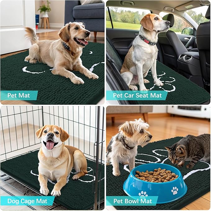 OLANLY Dog Door Mat for Muddy Paws 48x30, Paw Print Design, Absorbs Moisture - Image 7