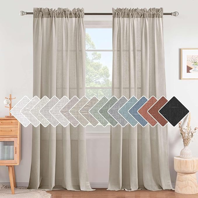 H.VERSAILTEX Linen Curtains Elegant Natural Linen Blended Curtains Energy Light by HVERSAILTEX
