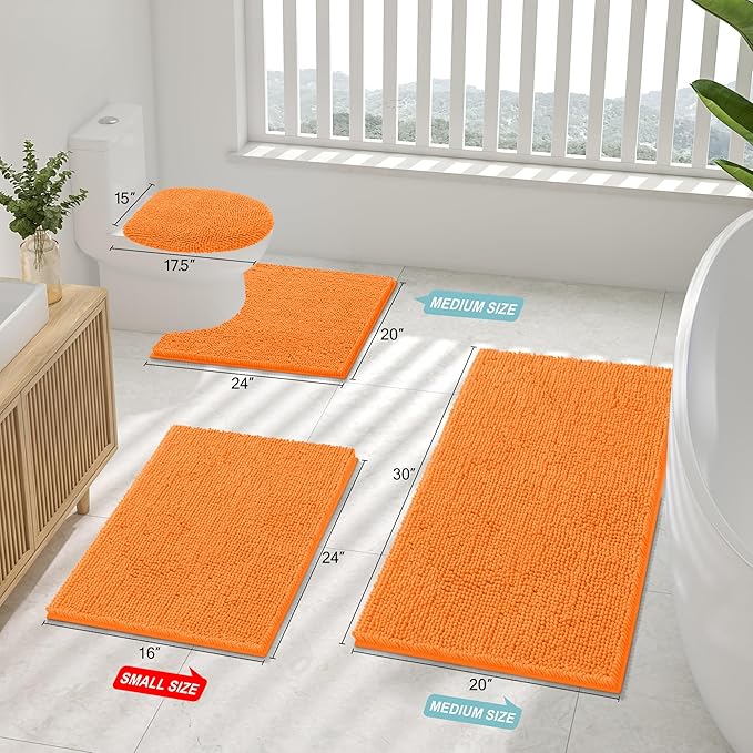 Smiry Luxury Chenille Bathroom Rugs 24x16, Extra Soft and Absorbent Shaggy Bath - Image 2