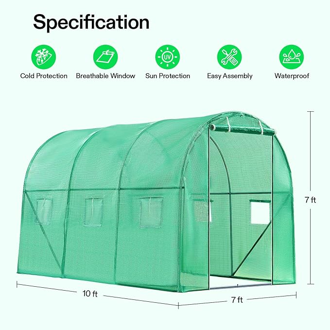 VIVOSUN 10x7x7 Ft. Large Walk in Greenhouse, Garden Plant Hot House - Image 2