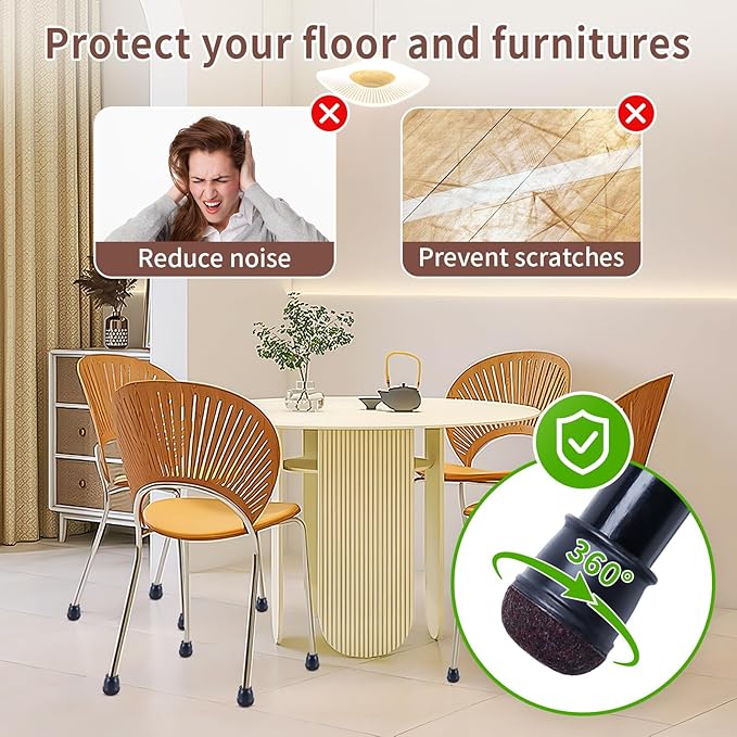 Ezprotekt 24 Pcs Extra Small Chair Leg Floor Protectors, Silicone Felt Chair - Image 3