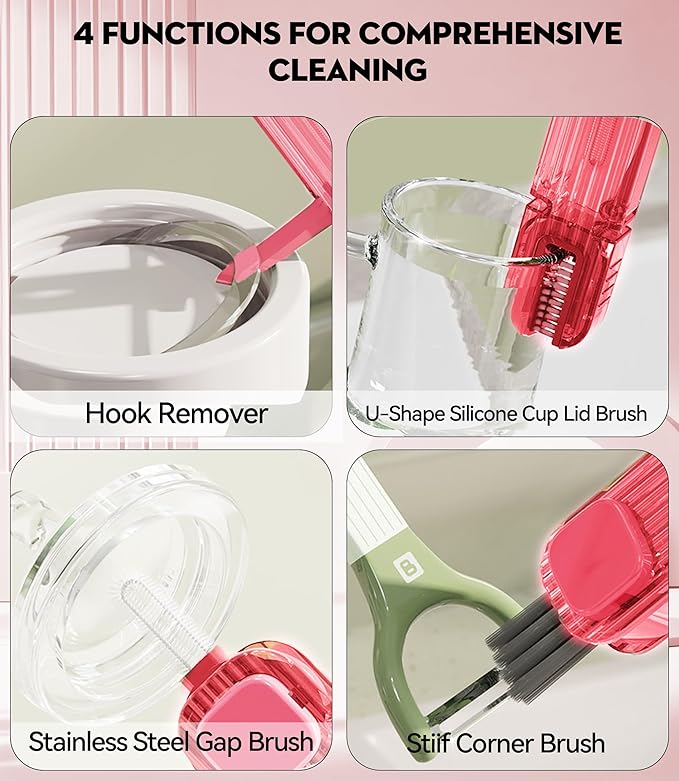 4 in 1 Cup Lid Gap Cleaning Brush, Mutipurpose Tiny Silicone Cup Holder Cleaner - Image 5