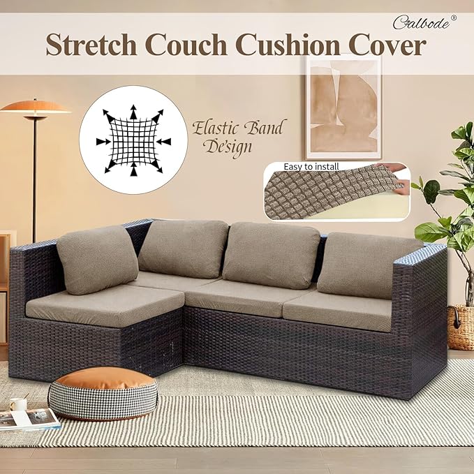 12Pcs Outdoor Stretch Cushion Covers, Waterproof Outdoor Chair Cushion Covers - Image 6