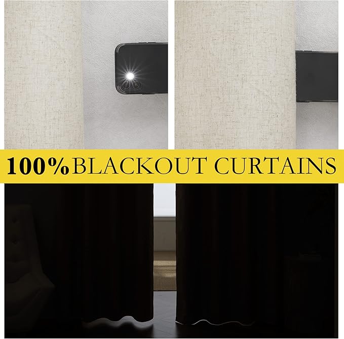 NICETOWN Natural 100% Blackout Short Curtains 63 inches Lenghth Burg - Image 3