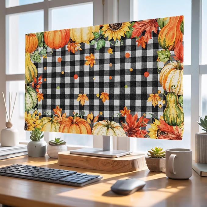 Thanksgiving Autumn Orange Pumpkins Indoor TV Cover, Elastic TV Screen - Image 5