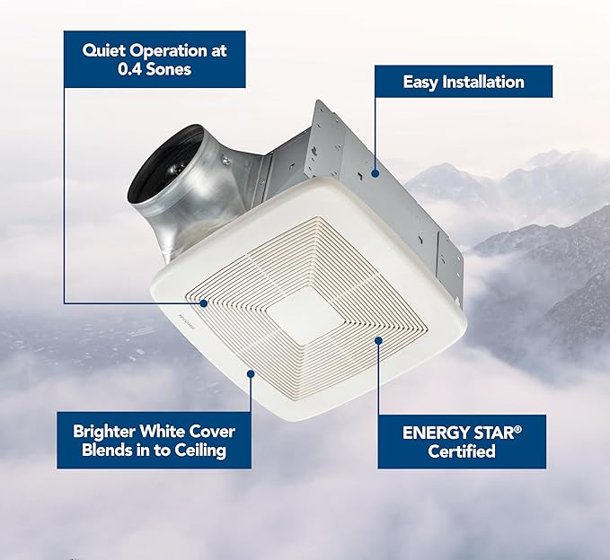 QT Series Very Quiet 110 CFM Ceiling Bathroom Exhaust Fan, .4 Sones, ENERGY - Image 2