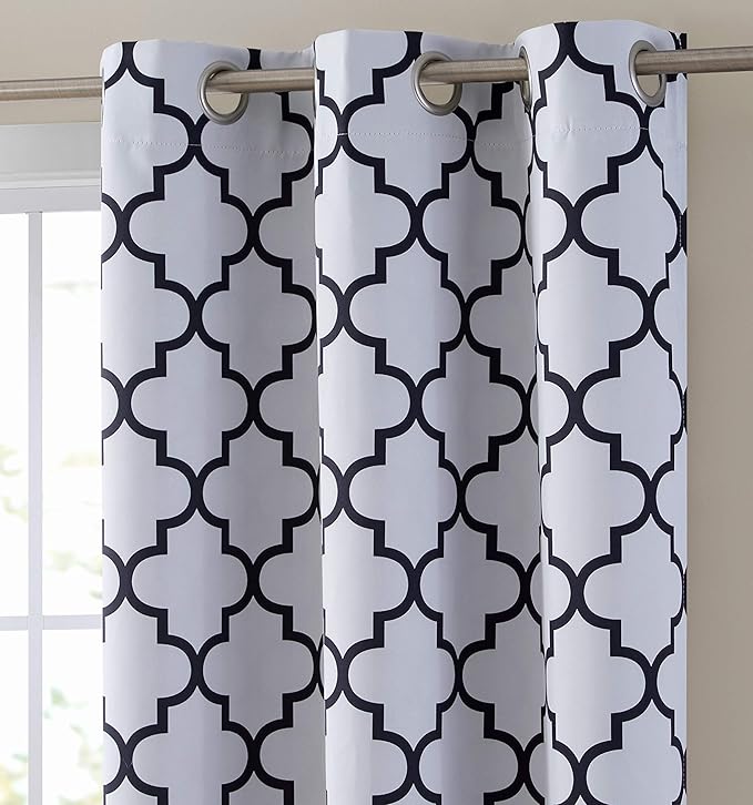 HLC.ME Lattice Print Pattern Blackout Curtains 63 Inch - Image 3
