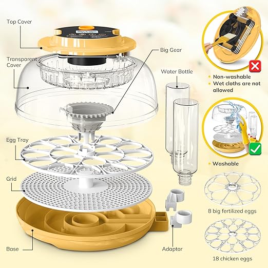 18 Egg Incubator with Automatic Egg Turning and Humidity Control, Chicken - Image 2