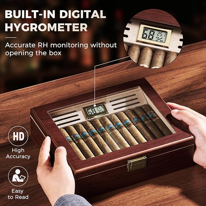 ProCase Wood Cigar Humidor Box, Wooden Desktop Cigar Storage Case, - Image 5