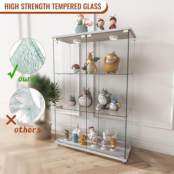 Yoluckea 3-Shelf Glass Display Cabinet - Image 6