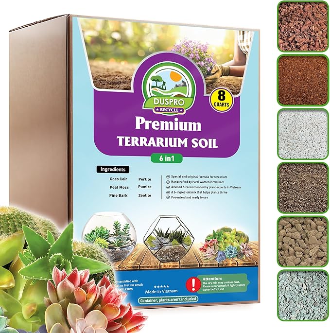 DUSPRO Recycle Premium 6in1 Terrarium Soil Mix – Pre-Mixed Terrarium Substrate by DUSPRO
