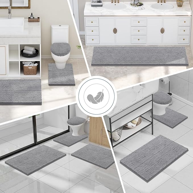 Smiry Luxury Chenille Bathroom Rugs 34x21, Extra Soft and Absorbent Shaggy Bath - Image 7
