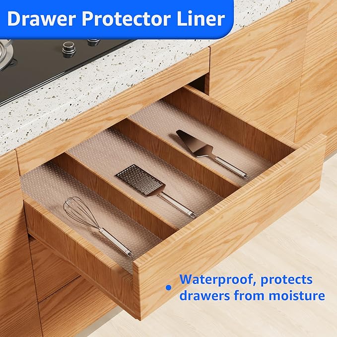 PABUSIOR Clear Cabinet Drawer Liner: Translucent Waterproof Shelf Liners 15.8" - Image 2