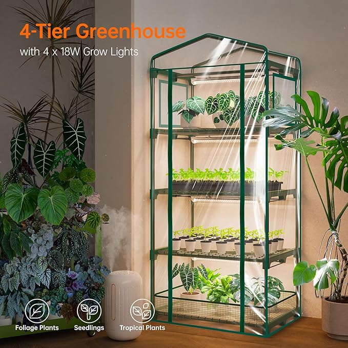 Bstrip Indoor Greenhouse with Grow Lights, PVC Tent with Waterproof Base Mat - Image 2