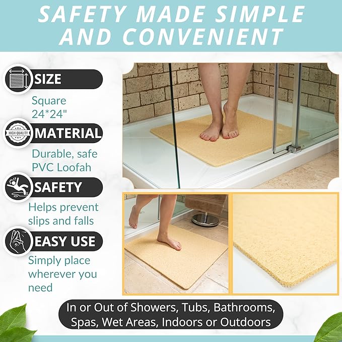 Enkosi Loofah Shower Mat Non-Slip - Image 3