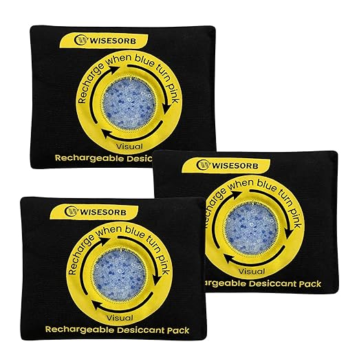 100g Reusable Silica Gel Desiccant Packs, Rechargeable Dehumidifier Moisture by Wisesorb