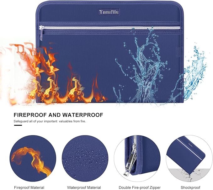 Fireproof Safe Accordion File Organizer Bag Folder, Waterproof Expanding Filing - Image 3
