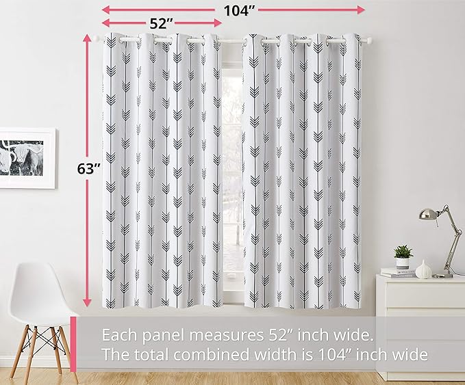 HLC.ME Arrow Printed Privacy Blackout Energy Efficient Room Darkening Thermal - Image 3
