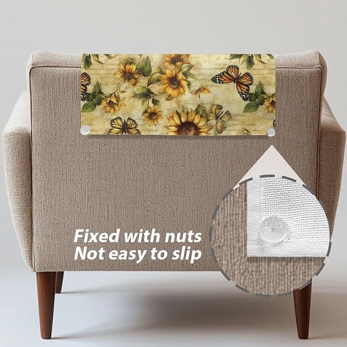 Fashion Headrest Cover for Recliner Sunflower Butterfly Portable Washable Dust - Image 5