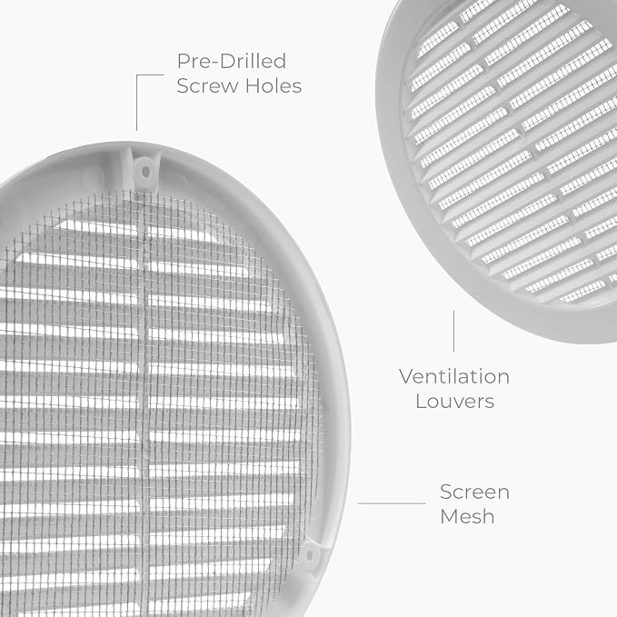 4" Round Air Vent Cover – White Plastic Soffit Air Vent Deflector - Image 6