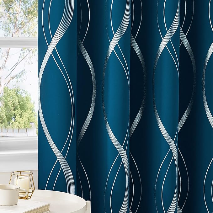 NICETOWN Moroccan Blue Blackout Curtains 84 inch Long - Image 5