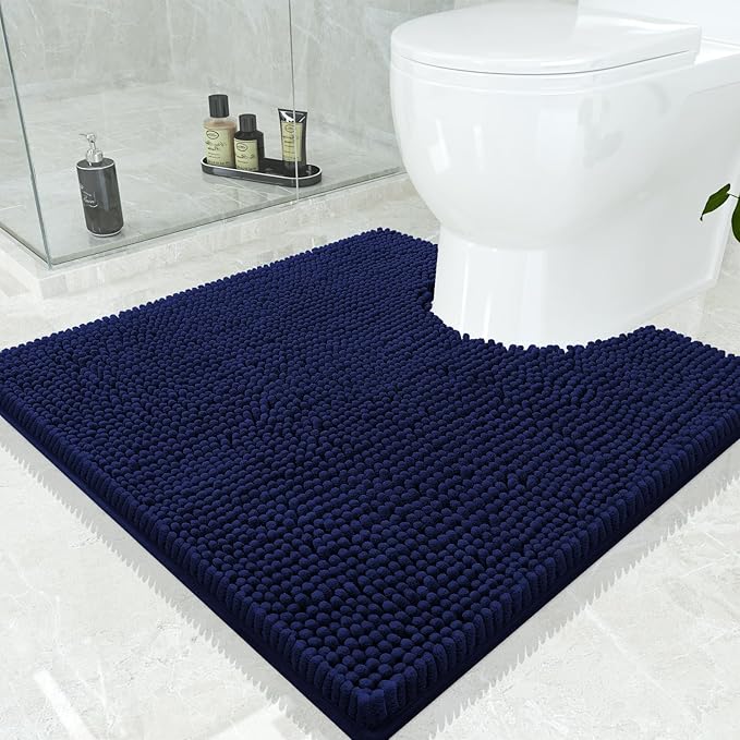 Smiry Luxury Chenille Toilet Rugs U-Shaped 24x24, Soft Absorbent Non-Slip by Smiry
