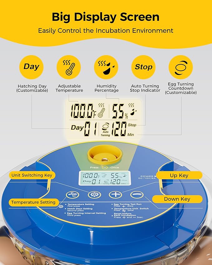 18 Incubators for Hatching Eggs, Automatic Egg Turning and Humidity Control - Image 2