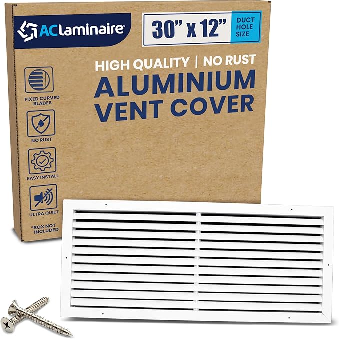 30x12 Inch Air Return Vent Cover Decorative – Premium Aluminum AC Vent Cover by LAMINAIRE