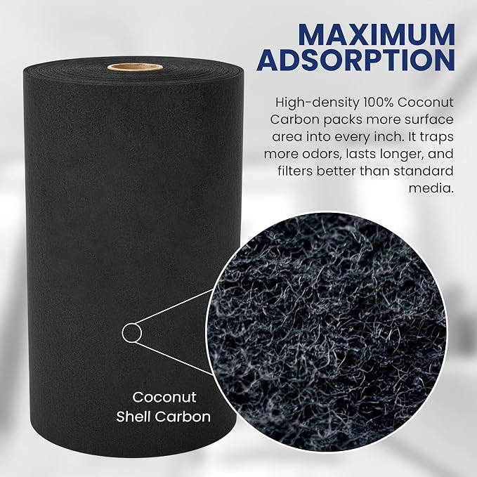 Activated Carbon Filter Media Roll, 20 in x 100 ft | Cut to any size; 1/4 in; - Image 6