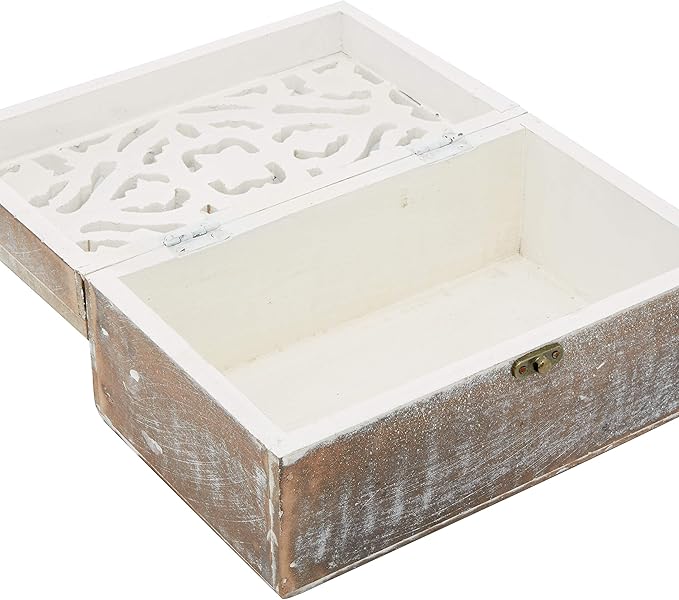 Deco 79 Wood Floral Handmade Decorative Box Decorative Keepsake Boxes - Image 7