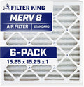 Filter King 15.25x15.25x1 Air Filter | 6-PACK | MERV 8 HVAC Pleated A/C Furnace by FilterKing